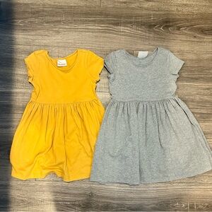 Hanna Andersson Girls 5 (110) Yellow and Gray Casual Kids Dresses